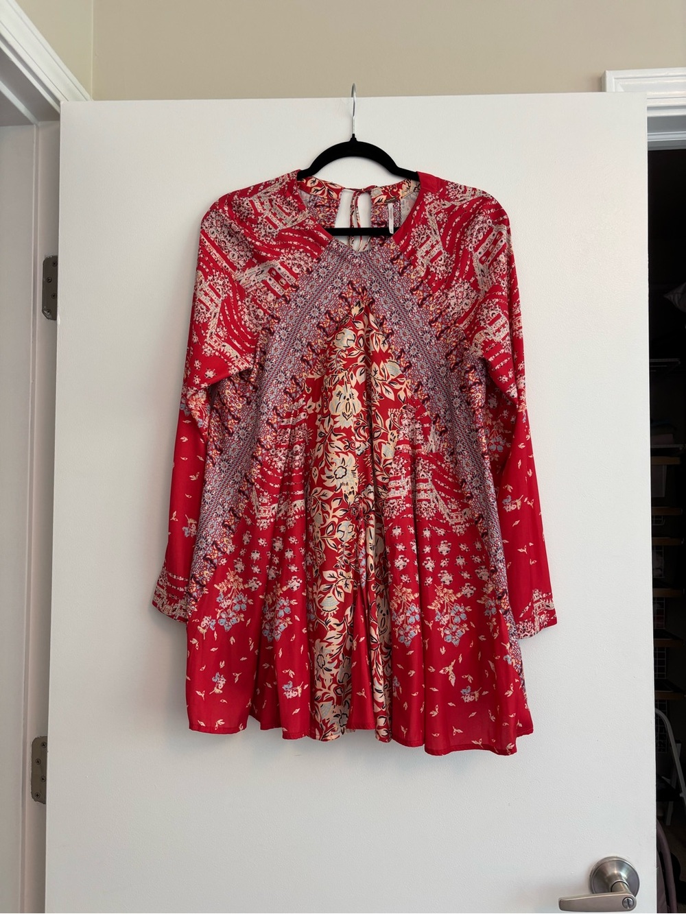 Free People Red Floral Patchwork Mini Dress